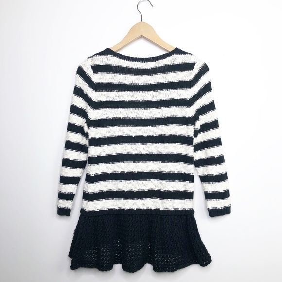 KNITTED and knotted by Anthropologie, black & white stripe, loose knit, sweater - Picture 3 of 11